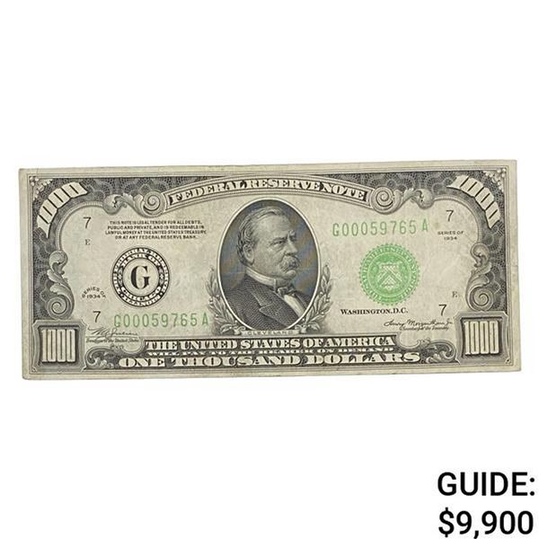 1934 $1,000 FRN CHICAGO, IL EXTREMELY FINE