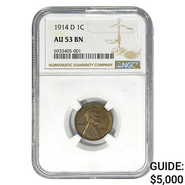 1914-D Wheat Cent NGC AU53 BN
