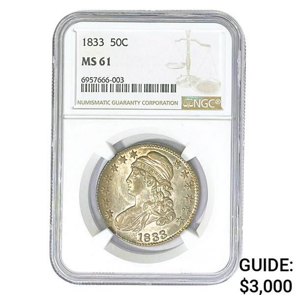 1833 Capped Bust Half Dollar NGC MS61