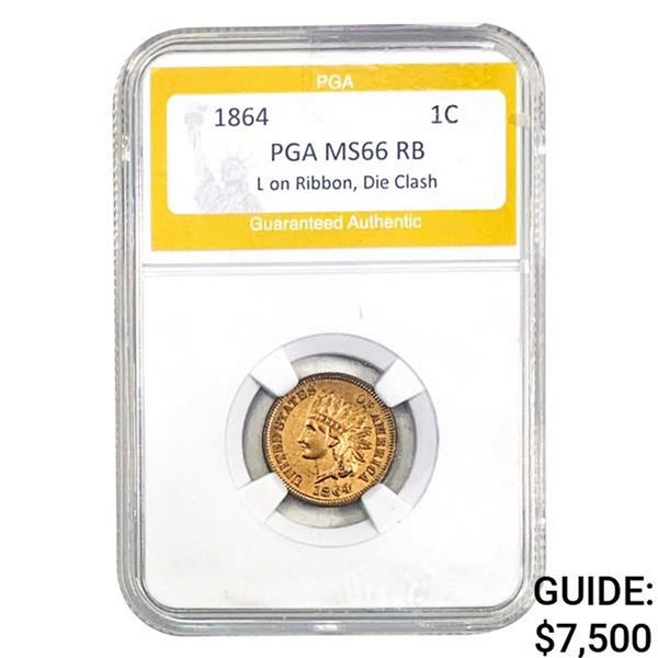 1864 1C Indian Head Cent PGA MS66 RB