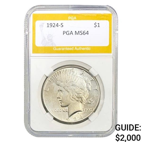 1924-S Peace Dollar PGA MS64