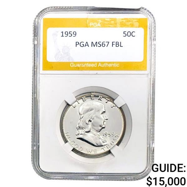 1959 Franklin Half Dollar PGA MS67 FBL