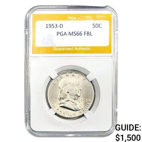 1953-D Franklin Half Dollar PGA MS66 FBL