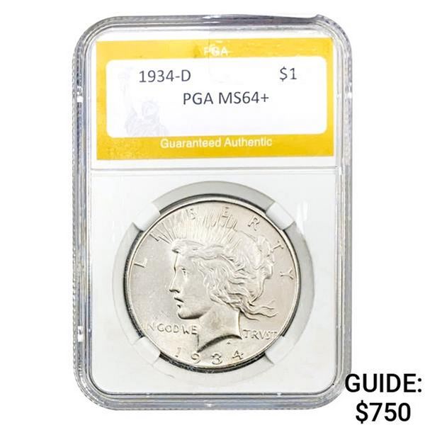 1934-D Peace Dollar PGA MS64+