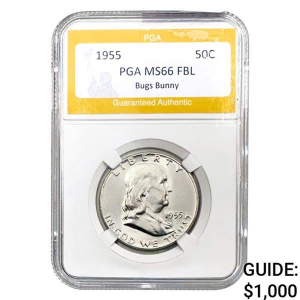 1955 Franklin Half Dollar PGA MS66 FBL