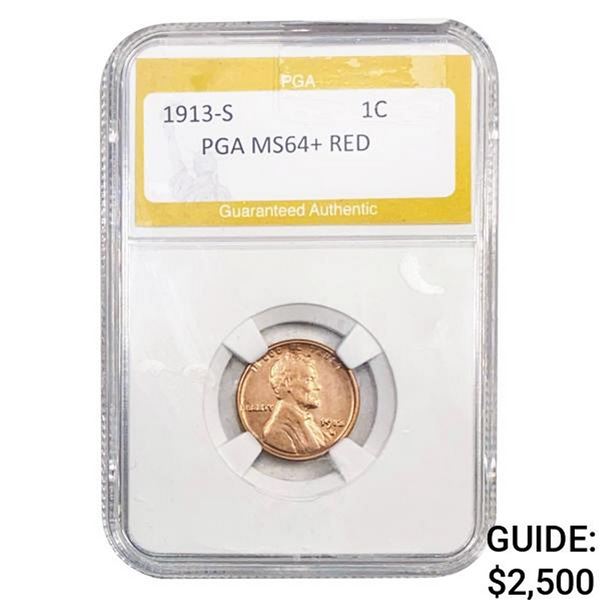 1913-S Lincoln Cent PGA MS64+ RED