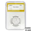 Image 1 : 1853 Seated Liberty Quarter PGA MS61