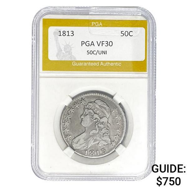 1813 50C Capped Bust Half Dollar PGA VF3