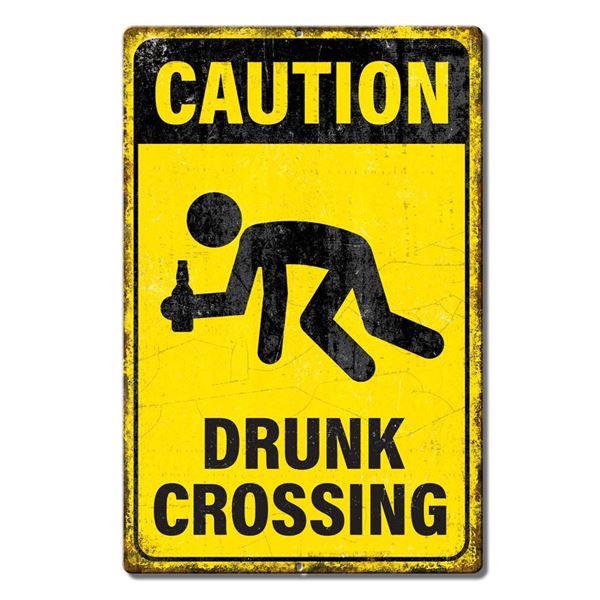 Drunk Crossing Aluminum 11.5" x 7.5"