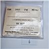 Image 3 : ICCS Graded MS-62 1957 Canadian Twenty-Five Cent Silver Coin