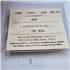 Image 3 : ICCS Graded MS-63 1953 Canadian Ten Cent Silver Coin