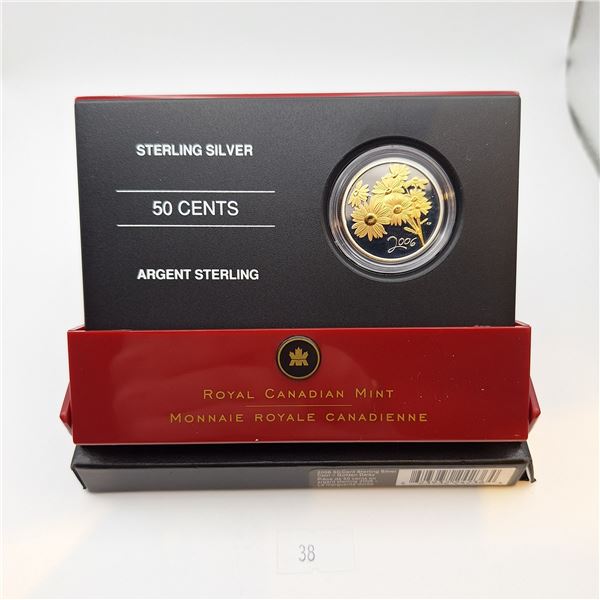 RCM 2006 50-Cent Sterling Silver Coin - Golden Daisy 9.3g 99.99% Silver