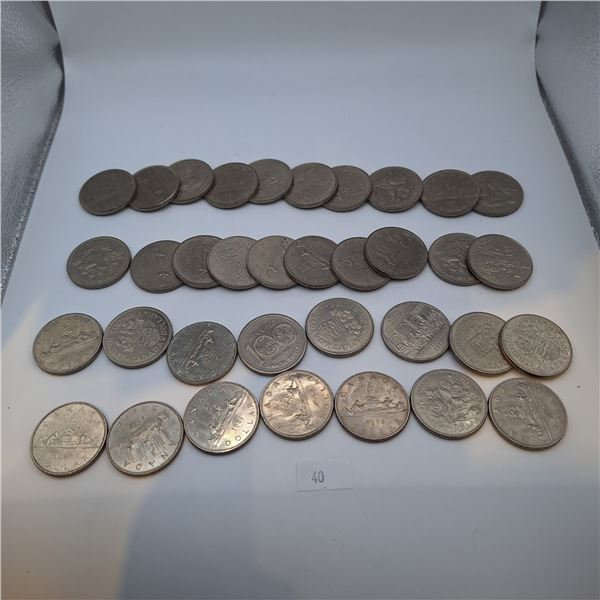 35 Canadian One Dollar Coins