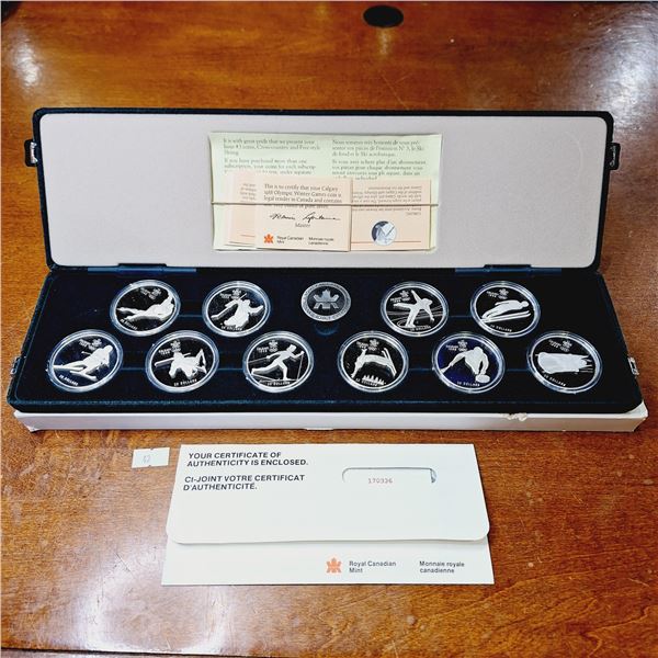 1988 Calgary Olympic Proof 10 Coin Set 1 Troy Ounce Silver Each