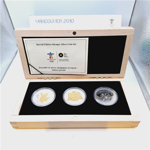 Vancouver 2010 Special Edition Olympic Silver Coin Set 3oz 99.99% Silver