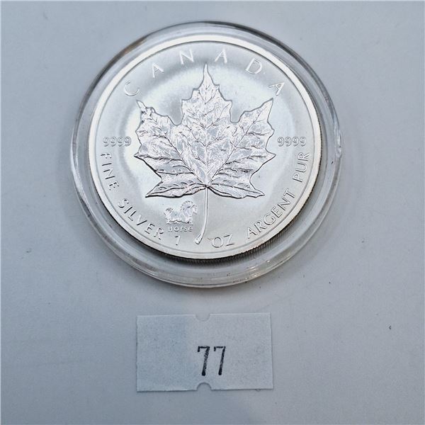 RCM 2002 Silver Maple Leaf - Horse Privy Mark 1 oz 99.99% Silver