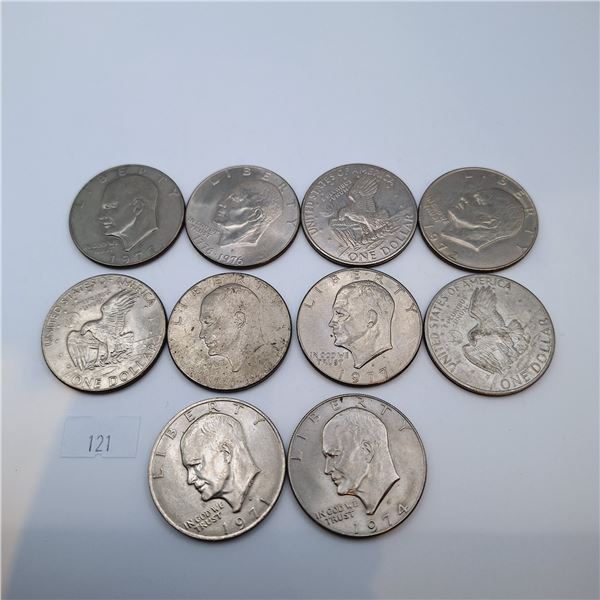 Ten American One Dollar Coins