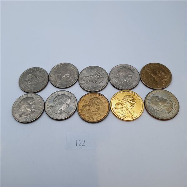Ten American One Dollar Coins