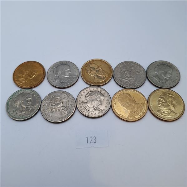 Ten American One Dollar Coins