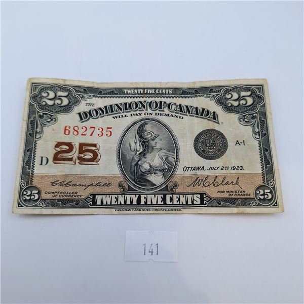 1923 Dominion of Canada 25 Cent Banknote