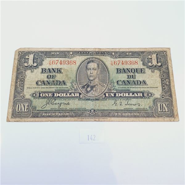 1937 Bank of Canada One Dollar Banknote