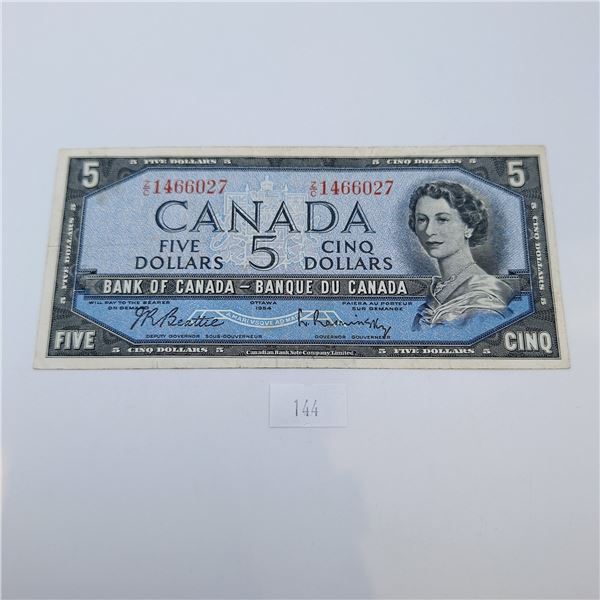 1954 Modified Portrait Bank of Canada Five Dollar Banknote