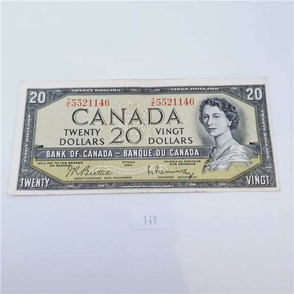 1954 Modified Portrait Bank of Canada Twenty Dollar Banknote
