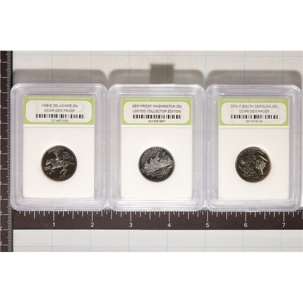 3 PF QUARTERS: 1999-S WASHINGTON, 1999-S