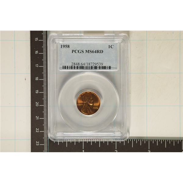 1958 LINCOLN WHEAT CENT PCGS MS64RD