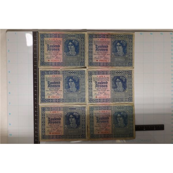 6-1922 AUSTRIA 1000 KRONEN BILLS