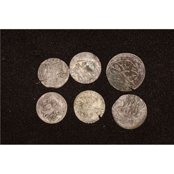 6 SILVER DIME SIZED OTTOMAN EMPIRE PARA COINS: