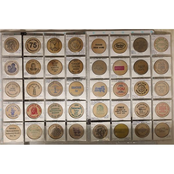40 ASSORTED WOODEN NICKELS: INDIAN & BUFFALO,