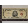 Image 1 : 1963 US $5 RED SEAL NOTE, STAIN REV. TOP MIDDLE