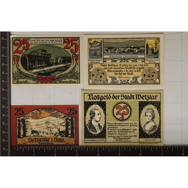 4-1921 GERMAN 25 PFENNIG CRISP UNC NOTGELDS