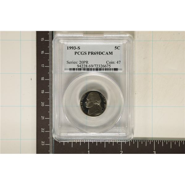 1993-S JEFFERSON NICKEL PCGS PR69 DCAM