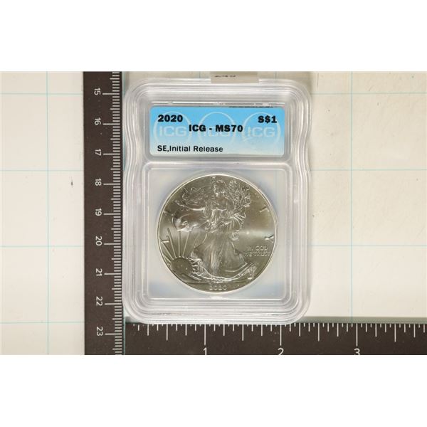 2020 AMERICAN SILVER EAGLE ICG MS70 SE INITIAL