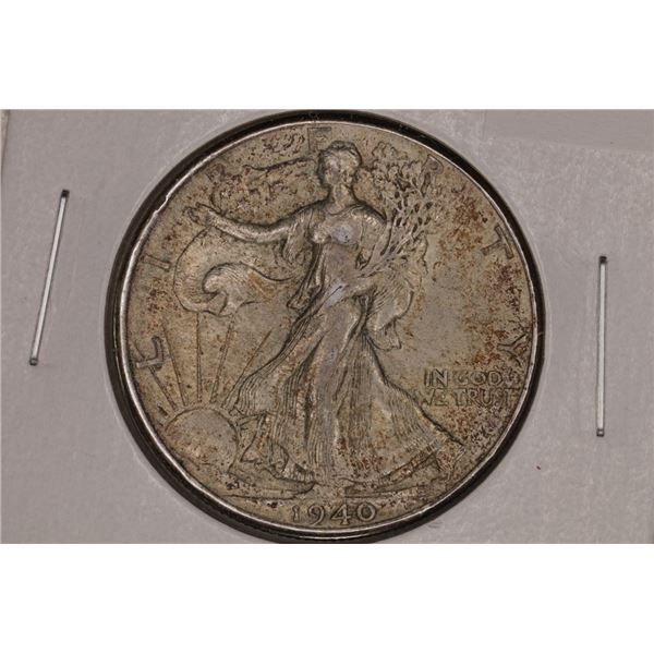 1940 SILVER WALKING LIBERTY HALF DOLLAR TONED