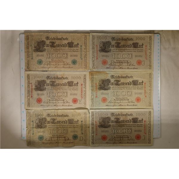 6-1910 GERMAN 1000 MARK BILLS