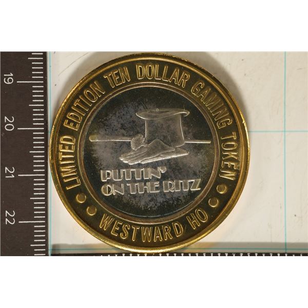 CASINO $10 SILVER TOKEN (UNC) WESTWARD-HO