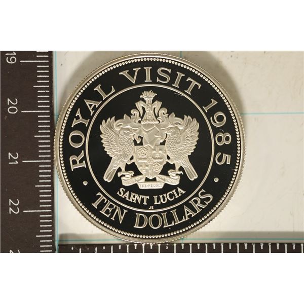 28.4 GRAMS PF STERLING SILVER 1985 ST. LUCIA ROYAL