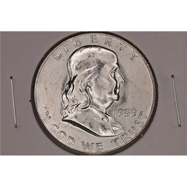 1959 SILVER FRANKLIN HALF DOLLAR BRILLIANT UNC