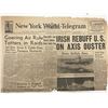 Image 1 : WWII 1944 New York World Telegram Original Vintage Newspaper