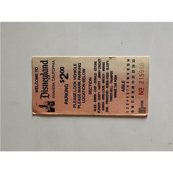 Disneyland park Vintageing ticket
