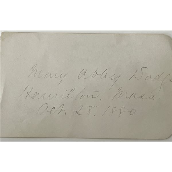 Author Mary A. Dodge autograph note