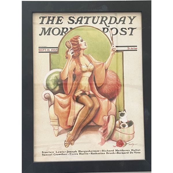 The Saturday Morning Post Sept 12th 1937 Vintage Framed Pin-Up Girl Poster