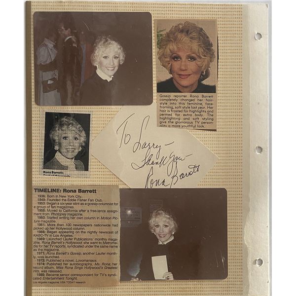 Rona Barrett signed photo album page