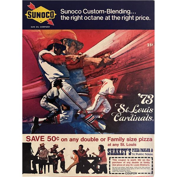 St Louis Cardinals 1973 scorecard. 8x11 inches