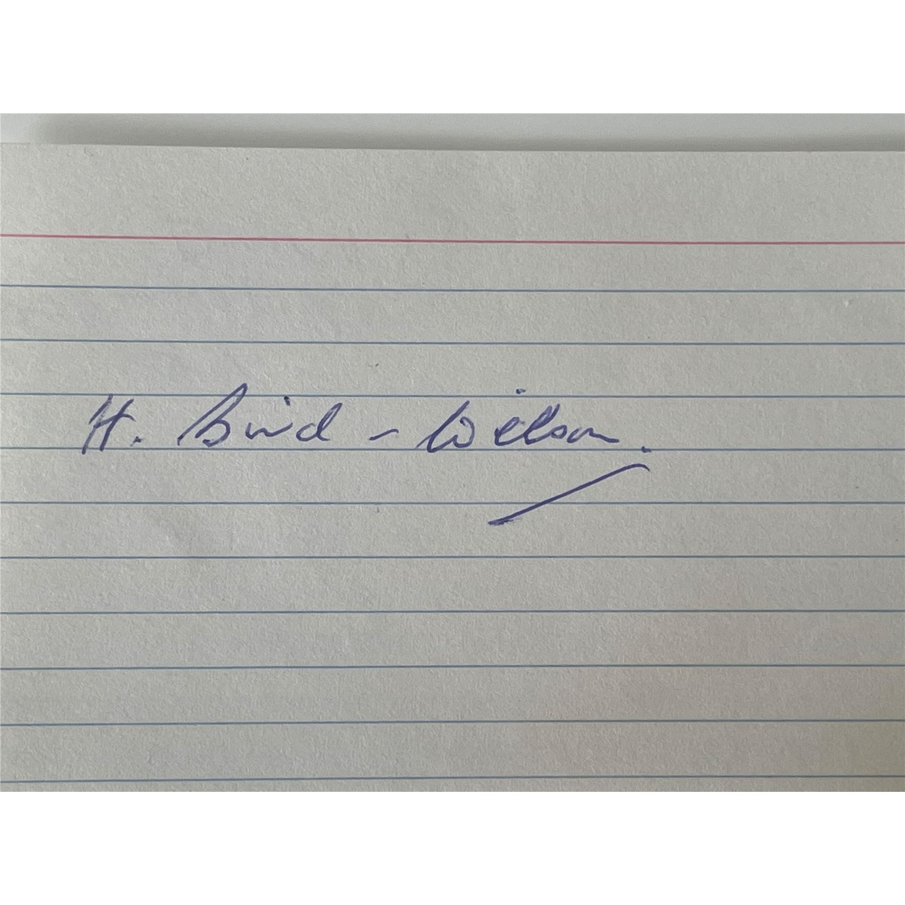 WW2 flying ace H. Bird-Wilson autograph note