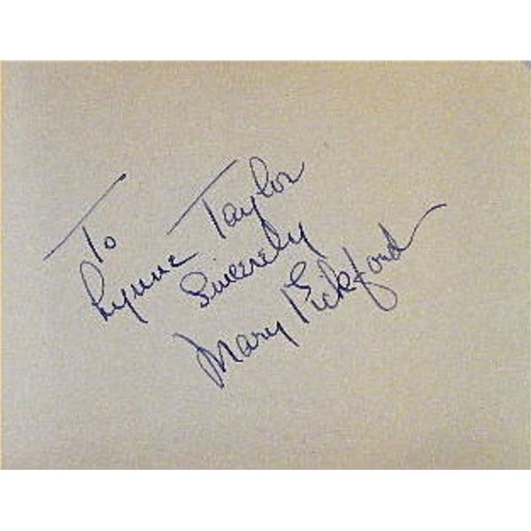 Mary Pickford signature slip