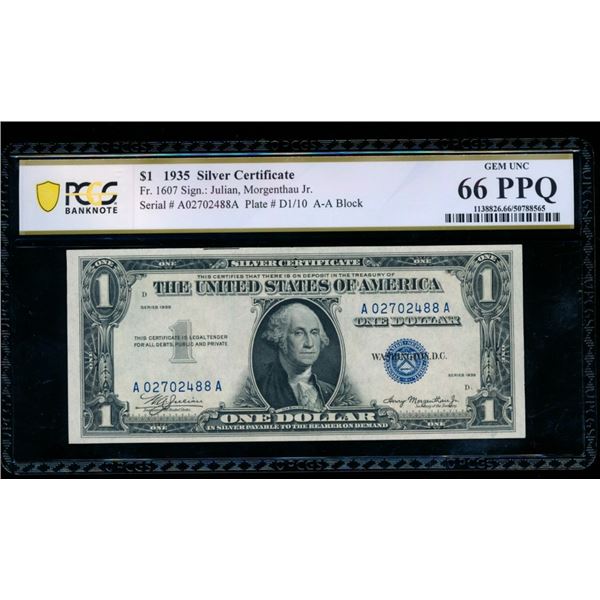 1935 $1 Silver Certificate PCGS 66PPQ